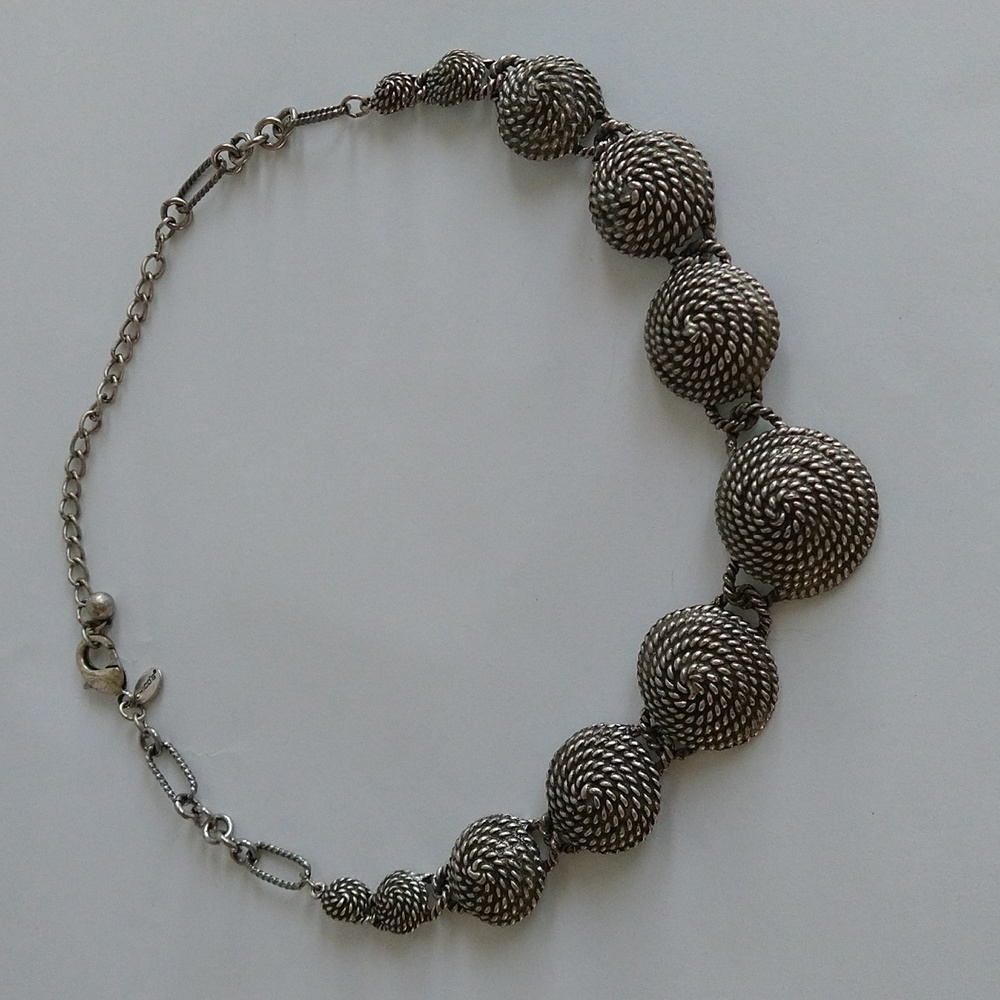Chico's Necklace Vintage Silver Twist Disk